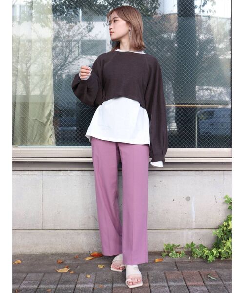 MURUA（ムルーア）の「タックハイウエストパンツ（スラックス・レディース・ブラック/パープル/その他1・1/2）」の8枚目の写真