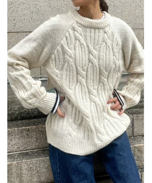 ulu（ウル）の「Over silhouette cable knit（ニット/セーター・レディース・ホワイト・FREE）」の9枚目の写真