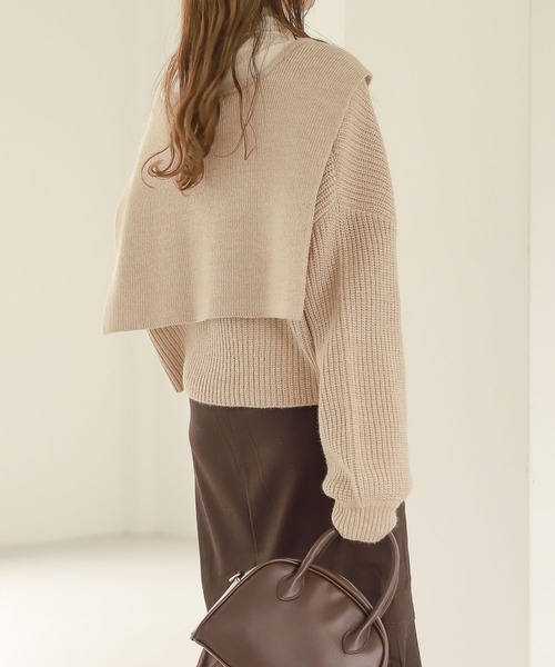 Heather(ヘザー)の「セーラーカラーニットカーディガン 263123(カーディガン/ボレロ・レディース・アイボリー/ベージュ/ブルー・FREE)」の4枚目の写真