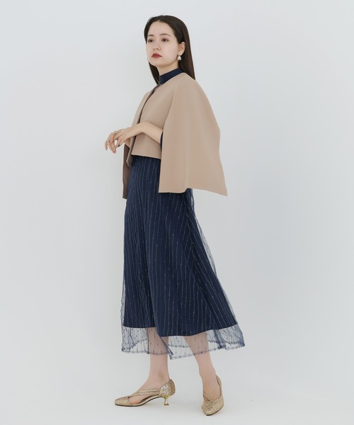 TINA:JOJUN(ティーナジョジュン)の「ケープ ジャケット TINA:JOJUN(ノーカラージャケット・レディース・ブラック/ベージュ・M)」の14枚目の写真