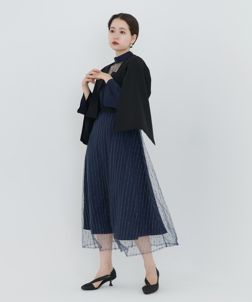 TINA:JOJUN(ティーナジョジュン)の「ケープ ジャケット TINA:JOJUN(ノーカラージャケット・レディース・ブラック/ベージュ・M)」の6枚目の写真