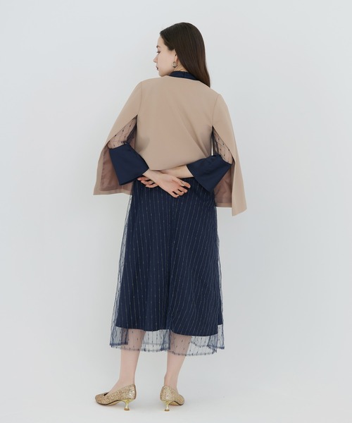 ベージュ ケープスタイル ジャケット ケープ ジャケット TINA：JOJUN（ノーカラージャケット）｜TINA