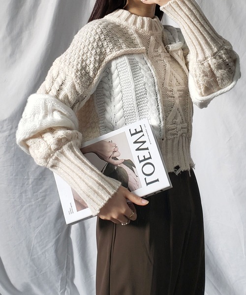 me+em select（ミームセレクト）の「バイカラーパッチワーククロップド