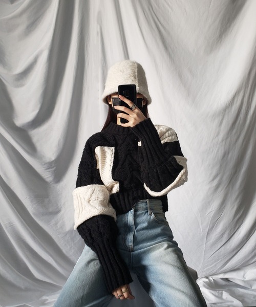 me+em select（ミームセレクト）の「バイカラーパッチワーククロップド