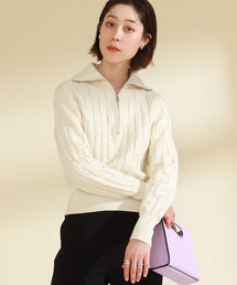 Ray BEAMS | Ray BEAMS / バスケットアミ ジップ ポロシャツ(ニット/セーター)