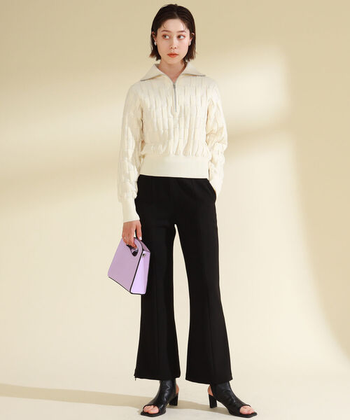 Ray BEAMS（レイビームス）の「Ray BEAMS / バスケットアミ ジップ ポロシャツ（ニット/セーター・レディース・ブラック/オフホワイト・ONE SIZE）」の9枚目の写真