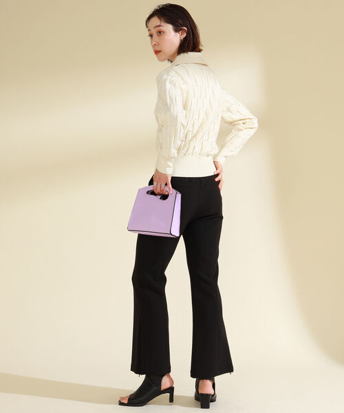 Ray BEAMS（レイビームス）の「Ray BEAMS / バスケットアミ ジップ ポロシャツ（ニット/セーター・レディース・ブラック/オフホワイト・ONE SIZE）」の14枚目の写真