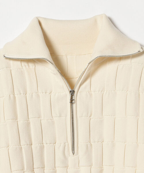 Ray BEAMS（レイビームス）の「Ray BEAMS / バスケットアミ ジップ ポロシャツ（ニット/セーター・レディース・ブラック/オフホワイト・ONE SIZE）」の18枚目の写真