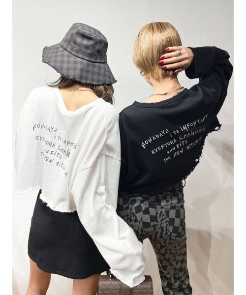 なお様11点❤️☘️T17521☘️EMODA 半袖 フォトグラフ Tシャツ F セール】カットオフメッセージロングTシャツ（Tシャツ