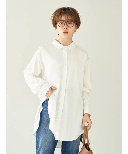 earth music&ecology（アースミュージックアンドエコロジー）の「微起毛シャツチュニック*（シャツ/ブラウス・レディース・オフホワイト/グレイッシュベージュ・FREE）」の15枚目の写真