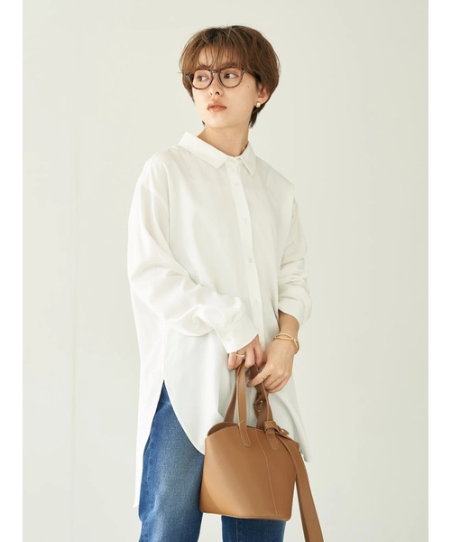 earth music&ecology（アースミュージックアンドエコロジー）の「微起毛シャツチュニック*（シャツ/ブラウス・レディース・オフホワイト/グレイッシュベージュ・FREE）」の20枚目の写真