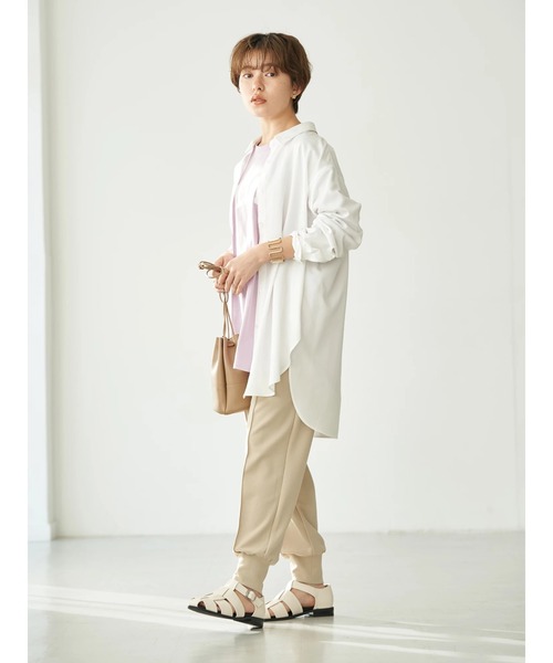 earth music&ecology（アースミュージックアンドエコロジー）の「微起毛シャツチュニック*（シャツ/ブラウス・レディース・オフホワイト/グレイッシュベージュ・FREE）」の13枚目の写真