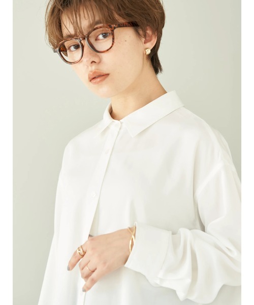 earth music&ecology（アースミュージックアンドエコロジー）の「微起毛シャツチュニック*（シャツ/ブラウス・レディース・オフホワイト/グレイッシュベージュ・FREE）」の3枚目の写真