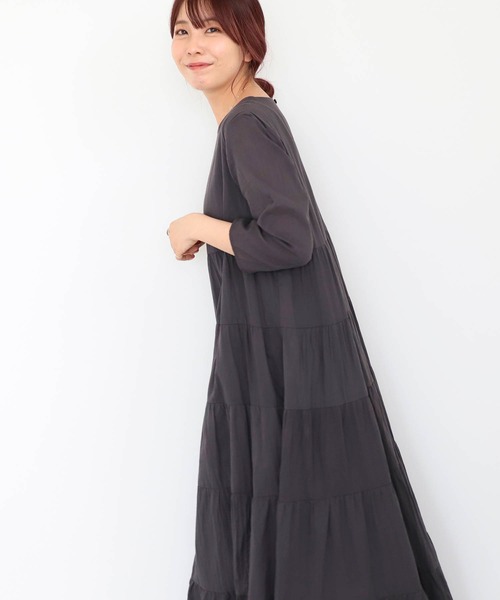 アウトレット通販店 モカ B:MING by BEAMS / ティアード マキシ ロングスリーブ ワンピース 22SS アウトレット通販店 モカ B:MING by BEAMS / ティアード マキシ ロングスリーブ ワンピース 22SS