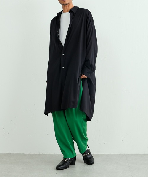 Lui's（ルイス）の「バンブーレーヨンNEWロングシャツ（シャツ/ブラウス・メンズ・ホワイト/ブラック・FREE）」の13枚目の写真