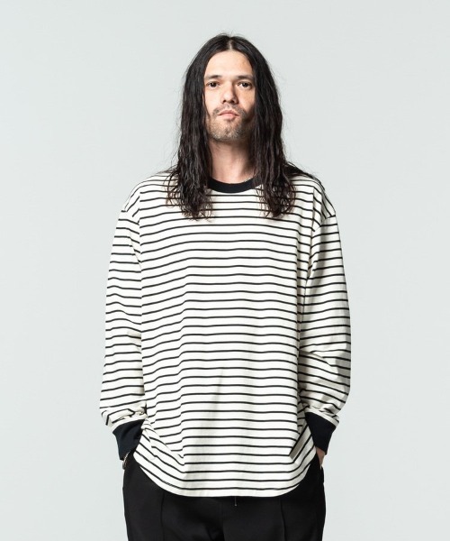 glamb(グラム)の「【glamb】Border long sleeve CS(Tシャツ/カットソー・メンズ・ブラック×グリーン/ホワイト×ブラック・M/L)」の2枚目の写真