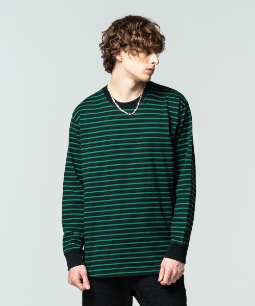 glamb(グラム)の「【glamb】Border long sleeve CS(Tシャツ/カットソー・メンズ・ブラック×グリーン/ホワイト×ブラック・M/L)」の1枚目の写真