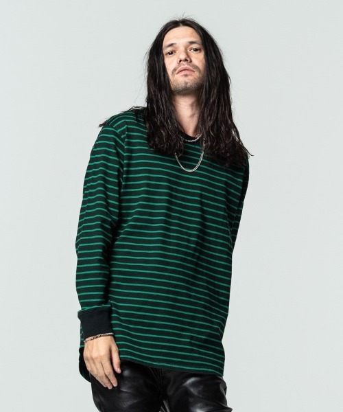 glamb(グラム)の「【glamb】Border long sleeve CS(Tシャツ/カットソー・メンズ・ブラック×グリーン/ホワイト×ブラック・M/L)」の17枚目の写真