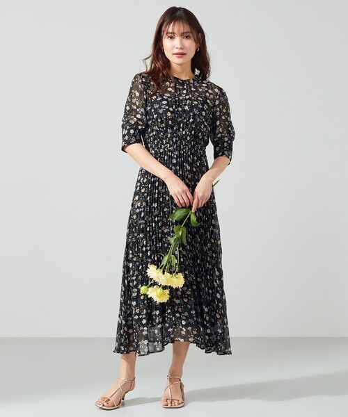 【洗える】アソート花柄シフォンプリーツ ワンピース 【洗える】アソート花柄シフォンプリーツ ワンピース
