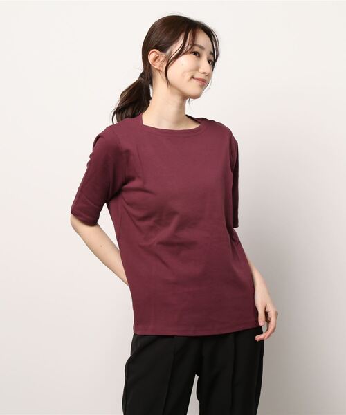BELLUNA(ベルーナ)の「艶やか綿100%ボートネックプルオーバー(Tシャツ/カットソー・レディース・ホワイト/ライトグレー/ブラック/モカ/グレー系その他/レッド系その他/ロイヤルブルー・MEDIUM/LARGE/X-LARGE)」の19枚目の写真