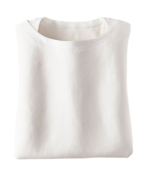 BELLUNA(ベルーナ)の「艶やか綿100%ボートネックプルオーバー(Tシャツ/カットソー・レディース・ホワイト/ライトグレー/ブラック/モカ/グレー系その他/レッド系その他/ロイヤルブルー・MEDIUM/LARGE/X-LARGE)」の8枚目の写真