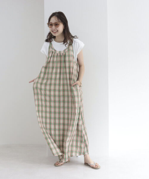 fredy emue（フレディエミュ）の「シャーリングチェックキャミワンピース（ワンピース・レディース・グリーン系その他/ブルー系その他・38）」の7枚目の写真