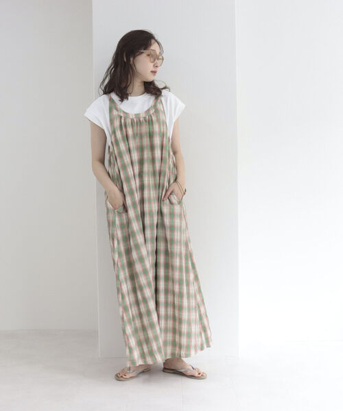fredy emue（フレディエミュ）の「シャーリングチェックキャミワンピース（ワンピース・レディース・グリーン系その他/ブルー系その他・38）」の8枚目の写真