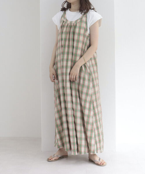 fredy emue（フレディエミュ）の「シャーリングチェックキャミワンピース（ワンピース・レディース・グリーン系その他/ブルー系その他・38）」の12枚目の写真