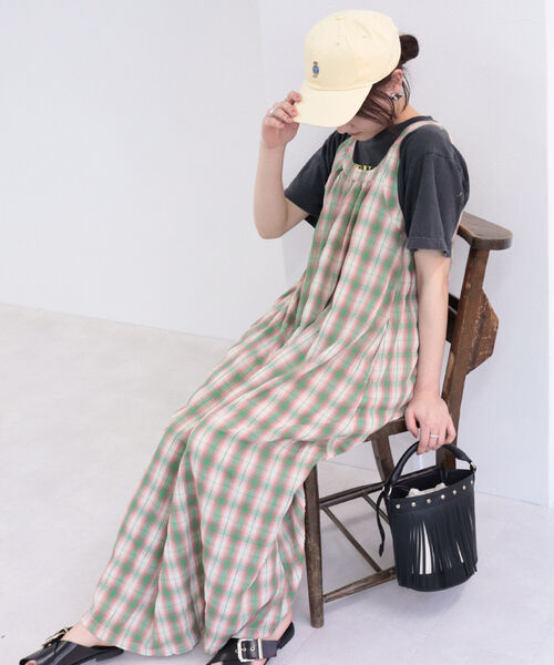 fredy emue（フレディエミュ）の「シャーリングチェックキャミワンピース（ワンピース・レディース・グリーン系その他/ブルー系その他・38）」の14枚目の写真
