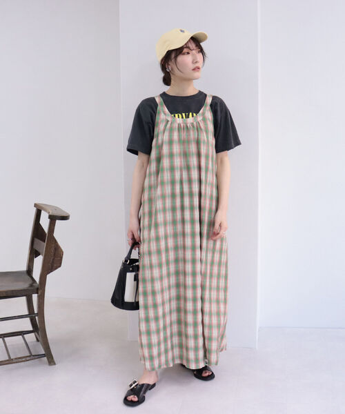 fredy emue（フレディエミュ）の「シャーリングチェックキャミワンピース（ワンピース・レディース・グリーン系その他/ブルー系その他・38）」の15枚目の写真