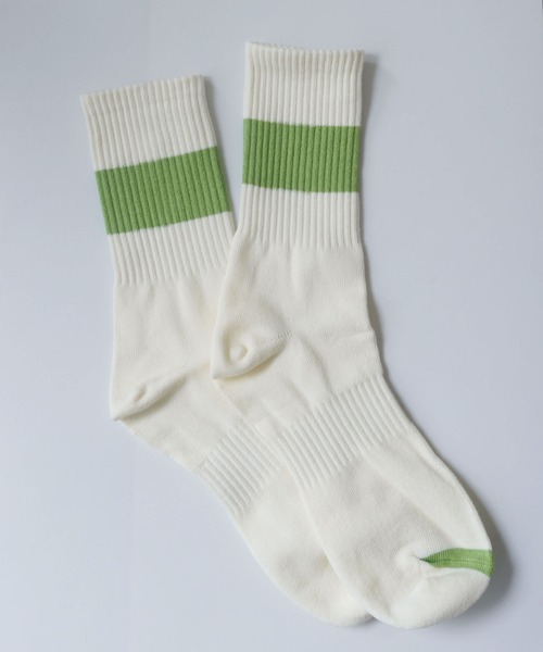 ammy.(エイミードット)の「【 ammy. / エイミードット 】 カラー ライン クルー丈 ソックス(ソックス/靴下・レディース・オレンジ/ブルー/ライトグリーン/ピンク/パープル/ブラック/グリーン・FREE)」の2枚目の写真