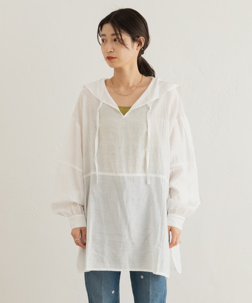 Kastane（カスタネ）の「シアーセーラーブラウス（Tシャツ