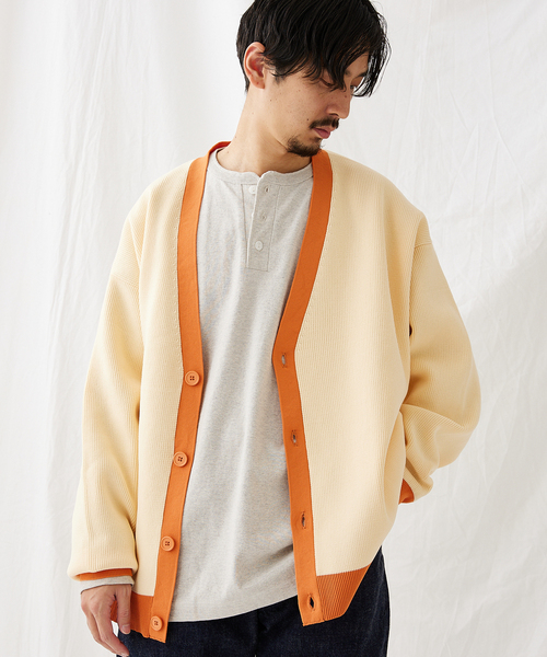 JOURNAL STANDARD(ジャーナルスタンダード)の「【LOGAN/ローガン×JOURNAL STANDARD】別注 トリム カーディガン(カーディガン/ボレロ・メンズ・ネイビー/ナチュラル/イエロー/グリーン・LARGE/MEDIUM)」の9枚目の写真