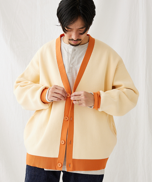 JOURNAL STANDARD(ジャーナルスタンダード)の「【LOGAN/ローガン×JOURNAL STANDARD】別注 トリム カーディガン(カーディガン/ボレロ・メンズ・ネイビー/ナチュラル/イエロー/グリーン・LARGE/MEDIUM)」の10枚目の写真