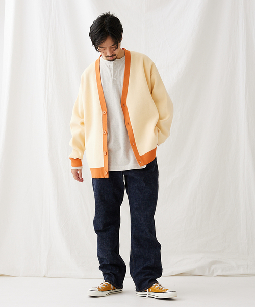JOURNAL STANDARD(ジャーナルスタンダード)の「【LOGAN/ローガン×JOURNAL STANDARD】別注 トリム カーディガン(カーディガン/ボレロ・メンズ・ネイビー/ナチュラル/イエロー/グリーン・LARGE/MEDIUM)」の11枚目の写真