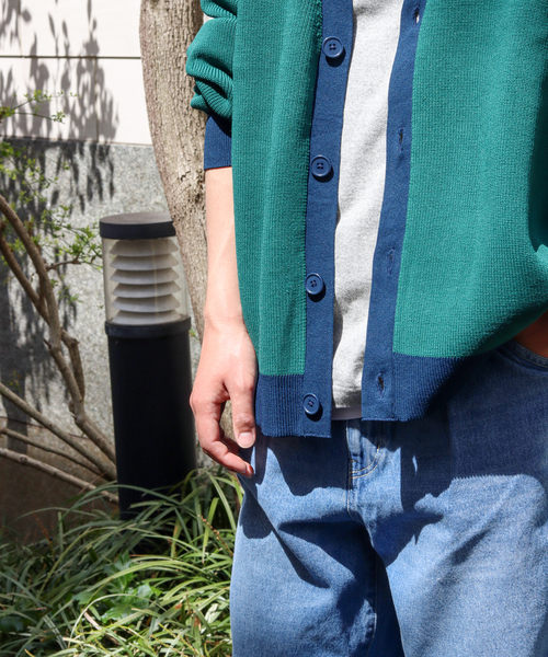 JOURNAL STANDARD(ジャーナルスタンダード)の「【LOGAN/ローガン×JOURNAL STANDARD】別注 トリム カーディガン(カーディガン/ボレロ・メンズ・ネイビー/ナチュラル/イエロー/グリーン・LARGE/MEDIUM)」の13枚目の写真