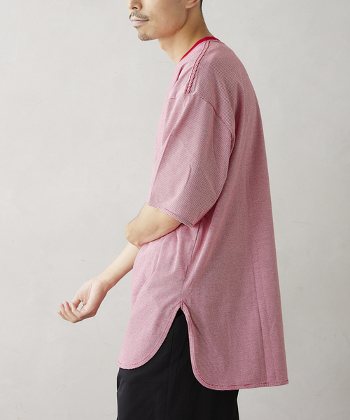 JOURNAL STANDARD relume(ジャーナルスタンダード レリューム)の「レイヤードラウンド ボーダーTシャツ(Tシャツ/カットソー・メンズ・ホワイト/レッド/ピンク/ブルー/グリーン/ブルー系その他・SMALL/MEDIUM/LARGE)」の1枚目の写真