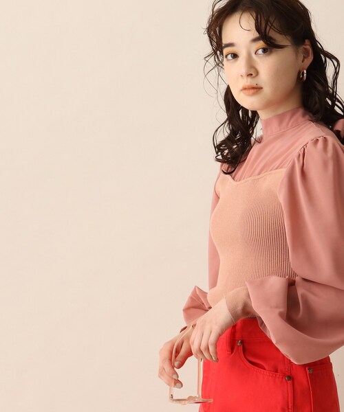 OPAQUE.CLIP（オペークドットクリップ）の「◆シアーバックリボンリブニット（ニット/セーター・レディース・イエロー/レンガ/ナチュラル・38）」の3枚目の写真