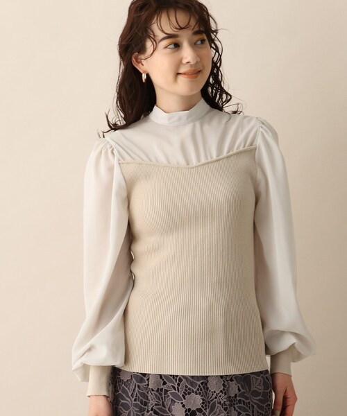 OPAQUE.CLIP（オペークドットクリップ）の「◆シアーバックリボンリブニット（ニット/セーター・レディース・イエロー/レンガ/ナチュラル・38）」の4枚目の写真