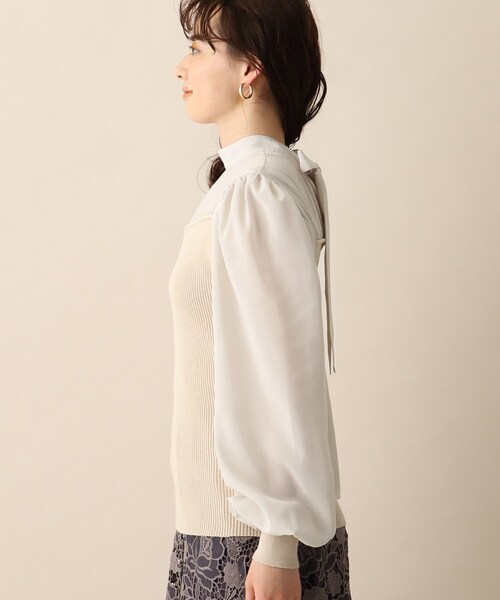 OPAQUE.CLIP（オペークドットクリップ）の「◆シアーバックリボンリブニット（ニット/セーター・レディース・イエロー/レンガ/ナチュラル・38）」の5枚目の写真