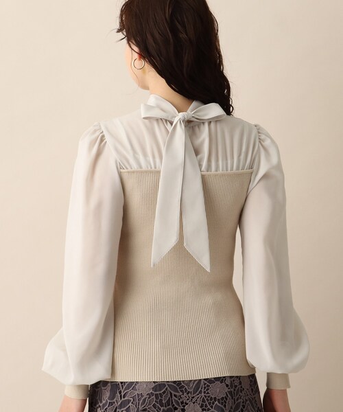 OPAQUE.CLIP（オペークドットクリップ）の「◆シアーバックリボンリブニット（ニット/セーター・レディース・イエロー/レンガ/ナチュラル・38）」の6枚目の写真