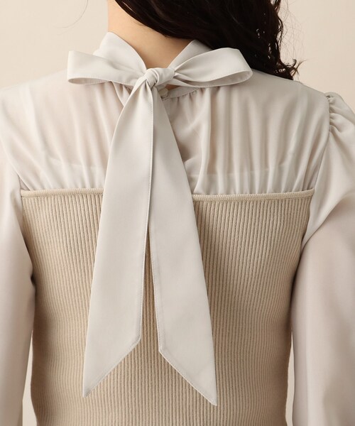 OPAQUE.CLIP（オペークドットクリップ）の「◆シアーバックリボンリブニット（ニット/セーター・レディース・イエロー/レンガ/ナチュラル・38）」の8枚目の写真