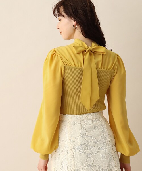 OPAQUE.CLIP（オペークドットクリップ）の「◆シアーバックリボンリブニット（ニット/セーター・レディース・イエロー/レンガ/ナチュラル・38）」の11枚目の写真