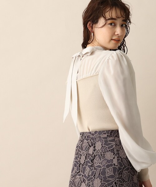 OPAQUE.CLIP（オペークドットクリップ）の「◆シアーバックリボンリブニット（ニット/セーター・レディース・イエロー/レンガ/ナチュラル・38）」の19枚目の写真