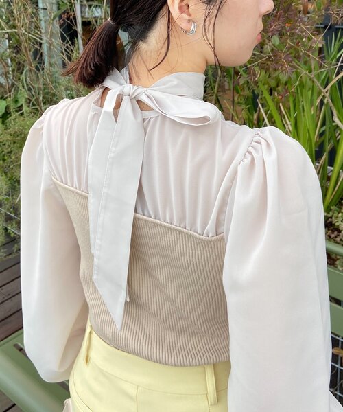 OPAQUE.CLIP（オペークドットクリップ）の「◆シアーバックリボンリブニット（ニット/セーター・レディース・イエロー/レンガ/ナチュラル・38）」の21枚目の写真