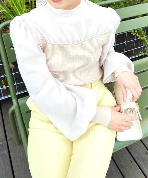 OPAQUE.CLIP（オペークドットクリップ）の「◆シアーバックリボンリブニット（ニット/セーター・レディース・イエロー/レンガ/ナチュラル・38）」の22枚目の写真