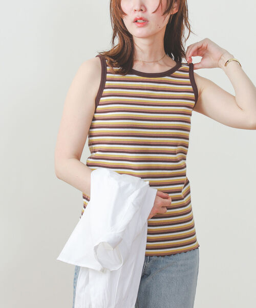 BEAMS HEART(ビームスハート)の「BEAMS HEART / 前後2WAY リブタンクトップ(タンクトップ・レディース・オフホワイト/ブラック/その他・FREE)」の3枚目の写真