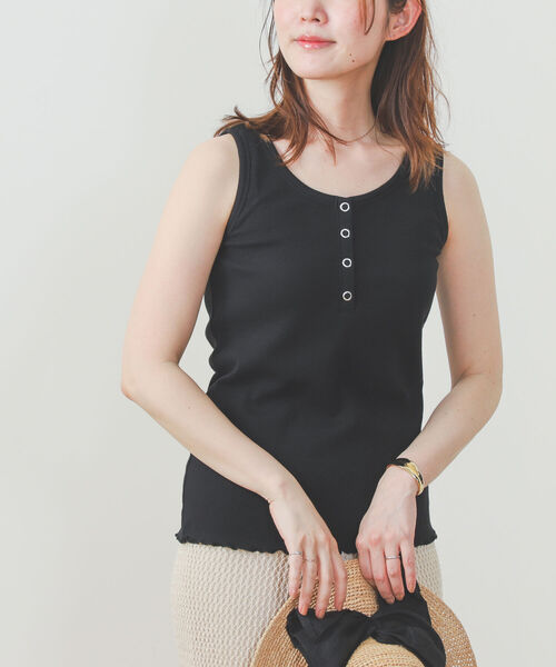 BEAMS HEART(ビームスハート)の「BEAMS HEART / 前後2WAY リブタンクトップ(タンクトップ・レディース・オフホワイト/ブラック/その他・FREE)」の2枚目の写真