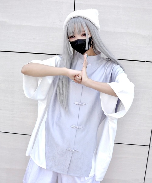 Whinny(ホワイニー)の「Whinny/僕と闘ってみる?(シャツ/ブラウス・レディース・グレー/ブルー/ホワイト/ピンク・FREE)」の3枚目の写真