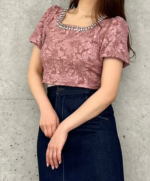 titty＆Co. PETIT by poyo（ティティーアンドコープティバイポヨ）の「【titty&Co.PETIT by POYO】フラワージャガードブラウス（シャツ/ブラウス・レディース・ピンク/ブラック/ホワイト・FREE）」の14枚目の写真